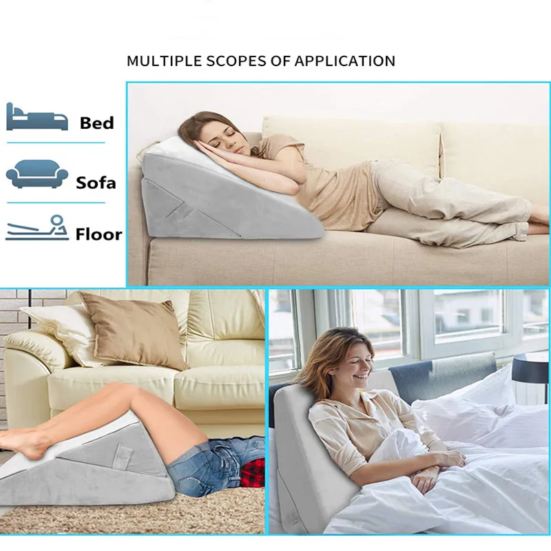 Memory foam wedge-shaped triangular pillow slope positioning bed wedge pillow to relieve low back pain