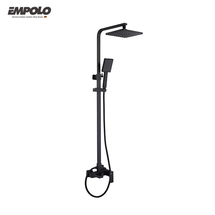 Empolo Luxury Switch Shower Waterfall Square Shower Head Concealed 3 Functions Black Shower