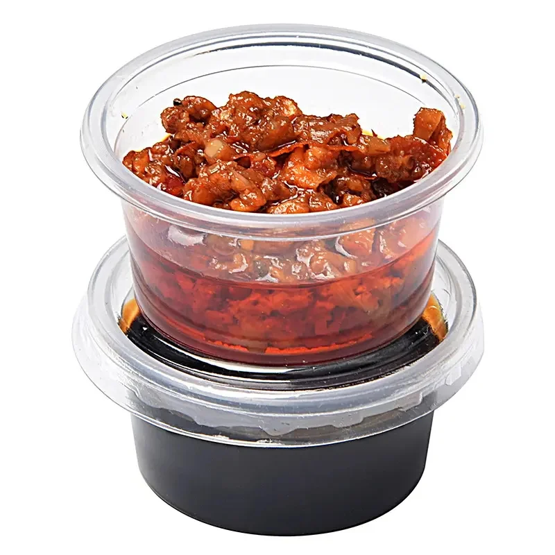 Wholesale Disposable Pp Sauce Cup With Hinged Lid Plastic Condiment Portion Souffle Food Container
