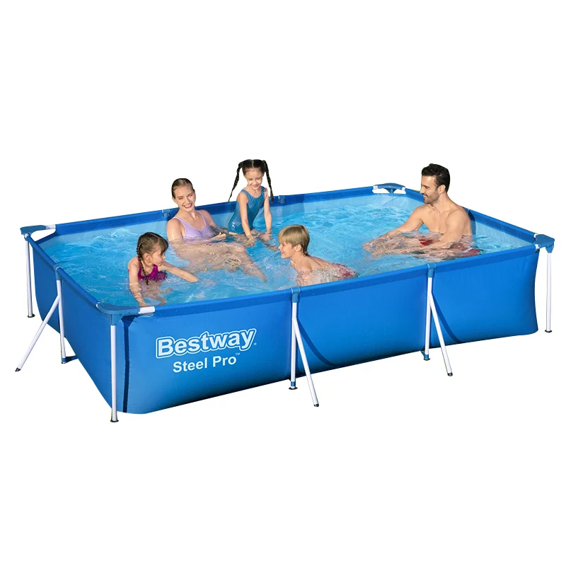 Best way 56404 3.00 m x 2.01 m x 66 cm Piscina Blue Rectangular kids Frame Above Ground Pool Family Outdoor Swimming Pool