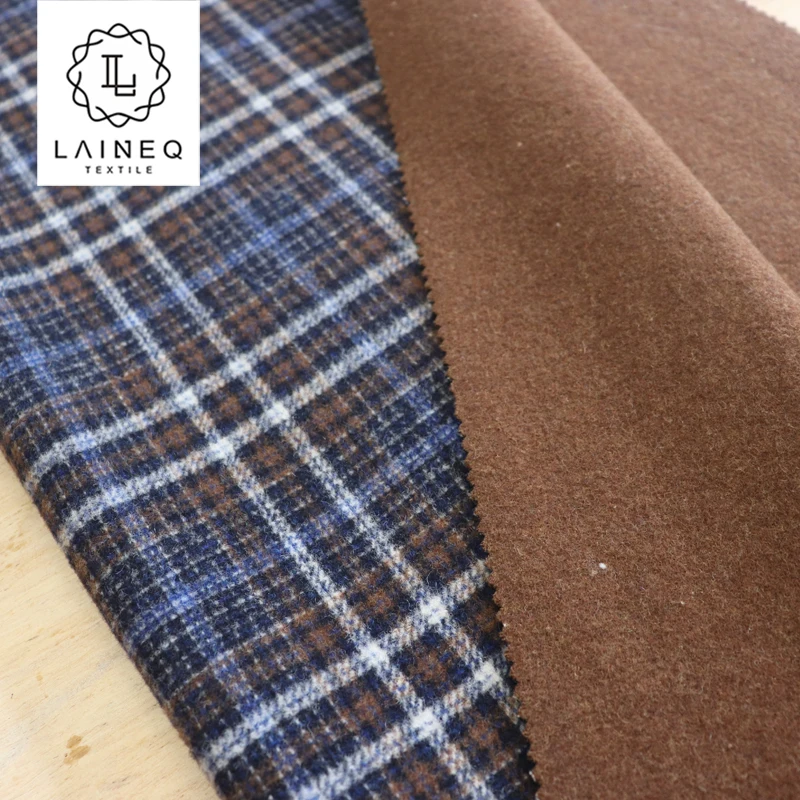 2023 Classic and sophisticated wool fabric Glen Plaid check wool fabric check 70% wool double faced color overcoat