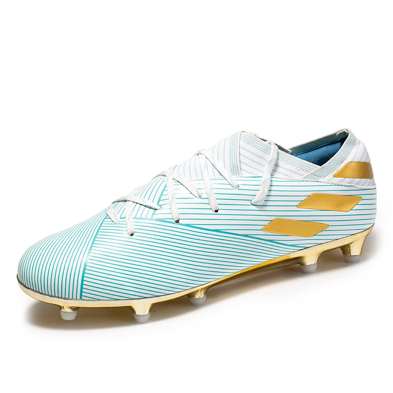 Factory outlet spike football shoes men sports shoes high top football shoes gold soccer boots goods in stock