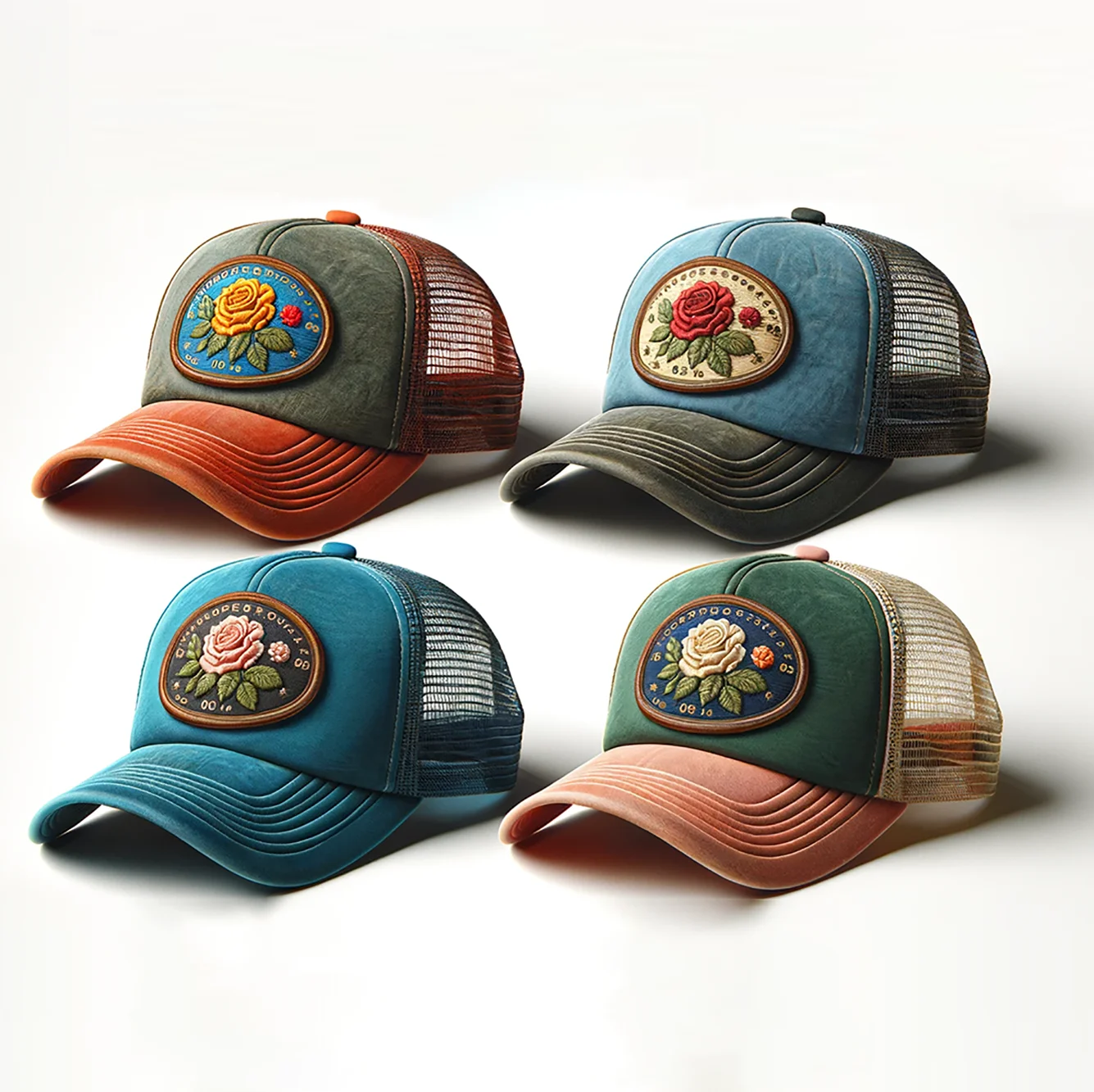 Manufacturer Streetwear Curved Brim Gorras 6 panel 3d puff Embroidered PU Leather High Quality Men Mesh Cap Custom Trucker Hat