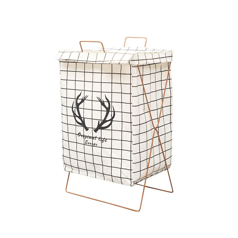 Iron Frame Collapsible Folding Dirty Clothes Custom Aluminum Handle Laundry Hamper Basket with handle