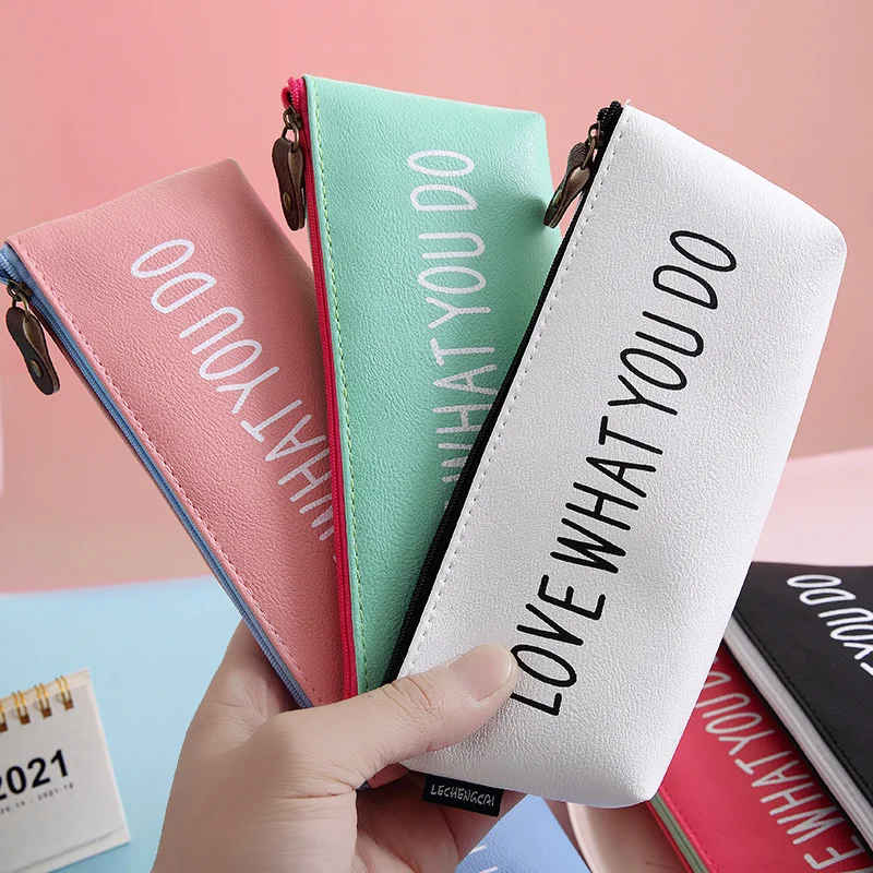 Пенал школьный на молнии, большой чехол для карандашей и карандашей, подарок для школы и офиса, Канцтовары