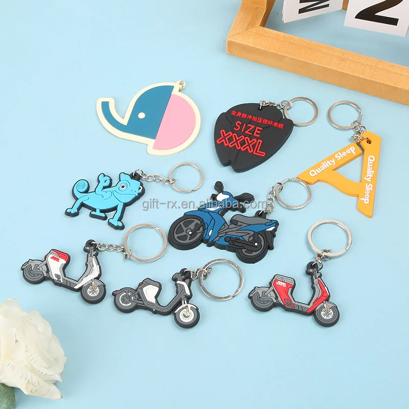 Custom Logo OEM Plastic Keychains Fashion PVC Cartoon Soft Silicone Rubber Keychain 2D/3D Logo Stitch Promotional Carabiners