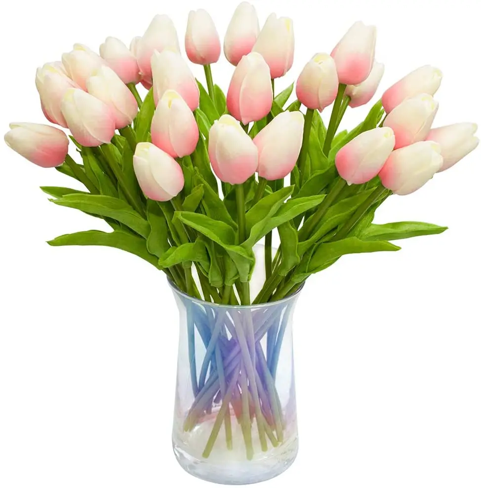 Real Touch Multicolored Tulips Fake Holland PU Tulip Bouquet Latex Flowers for Wedding Party Office Home Kitchen Decoration