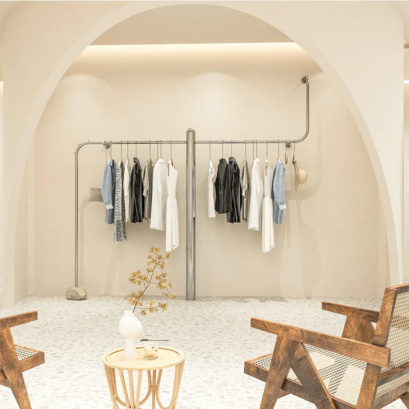Custom Store Cloth Showroom Display Stands Women Clothes Display Racks Metal Retail Boutique Clothing Display Rack