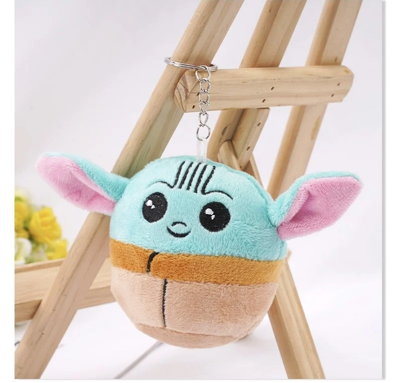 10cm Plush Anime Mandalorian Baby Yoda Keychain Figure Cute Yoda Silicone Key Chain Cartoon Bag Baby Yoda Toy