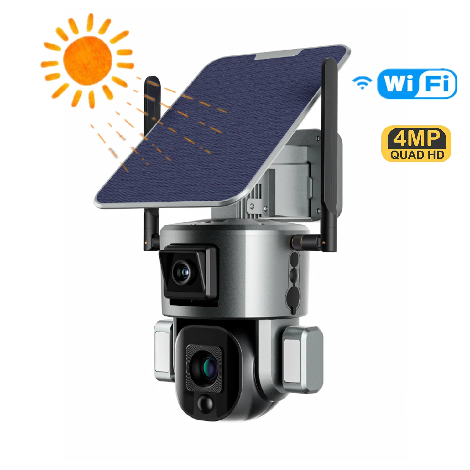 VESAFE Y5 WiFi360 Degree PTZ Solar Camera Bullet Dome 10xOptical Zoom Surveillance Outdoor Waterproof Security Network Cameras