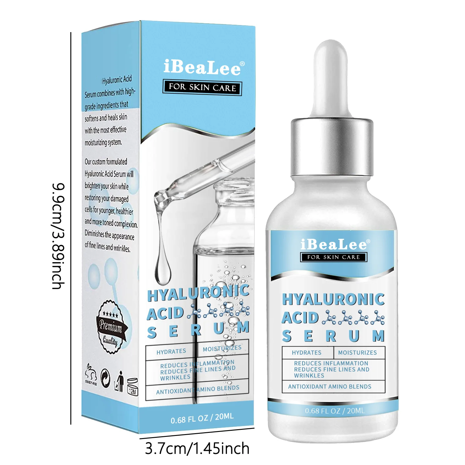 IBeaLee Hyaluronic Acid essence Original Solution Anti wrinkle Facial Moisturizing Shrinking Pores Brightening Skin Tone