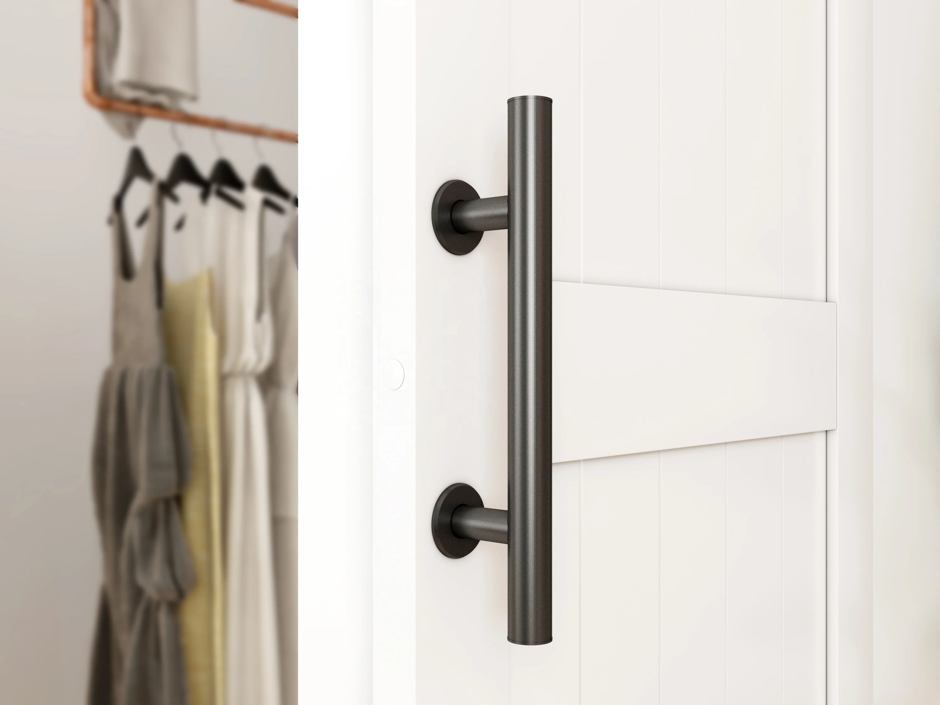 MDF Waterproof PVC Coating, H frame White Barn Door Slab with hardware kit,