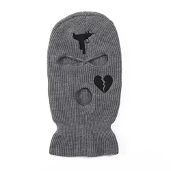 Embroidery Balaclava Face Mask 3 Three Hole Hat Hand Knitted Ski Hat Tactical CS Alpha Full Face Hat Men and Women Caps