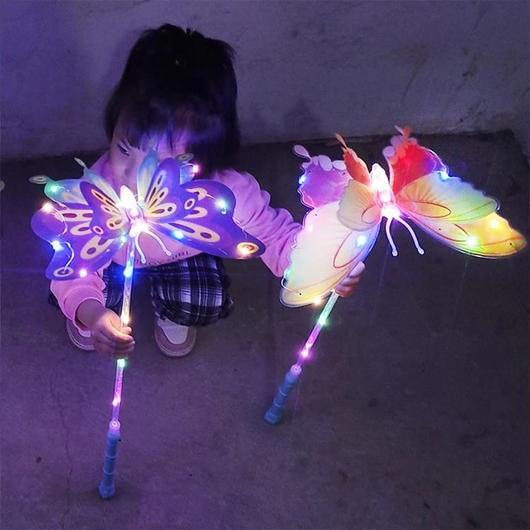 blue butter fly glowing led sticks magic butterflied stick light party colorful flash light stick