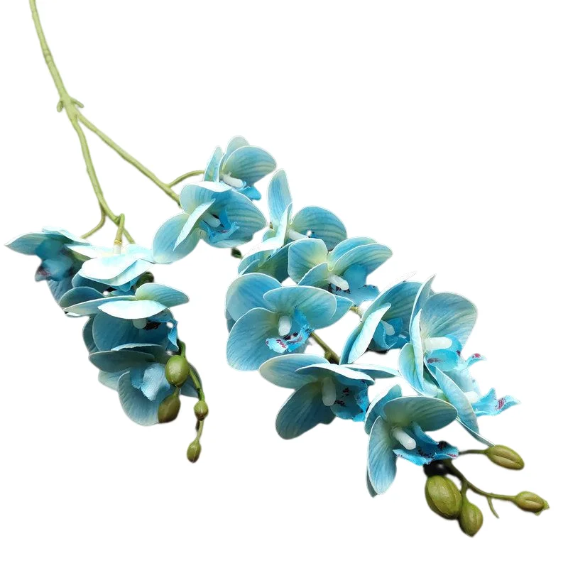 Decorative 2 Forks Multiple Colors 16 Heads 3D Printing Artificial Flower Real Touch Phalaenopsis Orchid