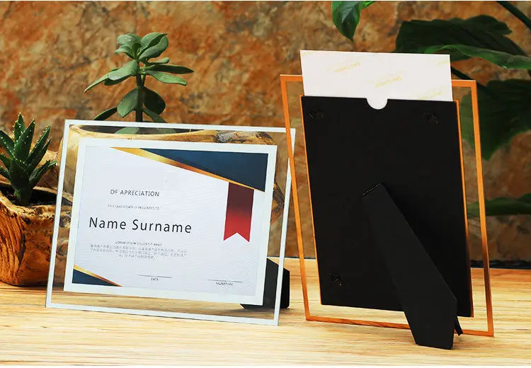 High-grade crystal glass a4 business licence photo frame wholesale acrylic A5 honours awards certificates exhibition Display