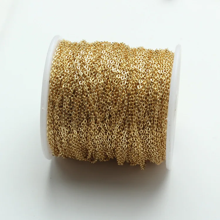 NANA high quality 14k italian gold plated chain,1.5mm brass gold O shape chain,rose gold necklace