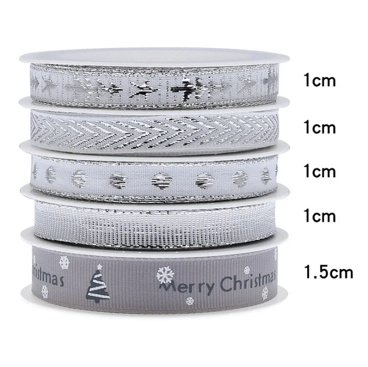 
Printed Christmas ribbon gift wrapping Christmas tree decoration embroidered jacquard ribbon 
