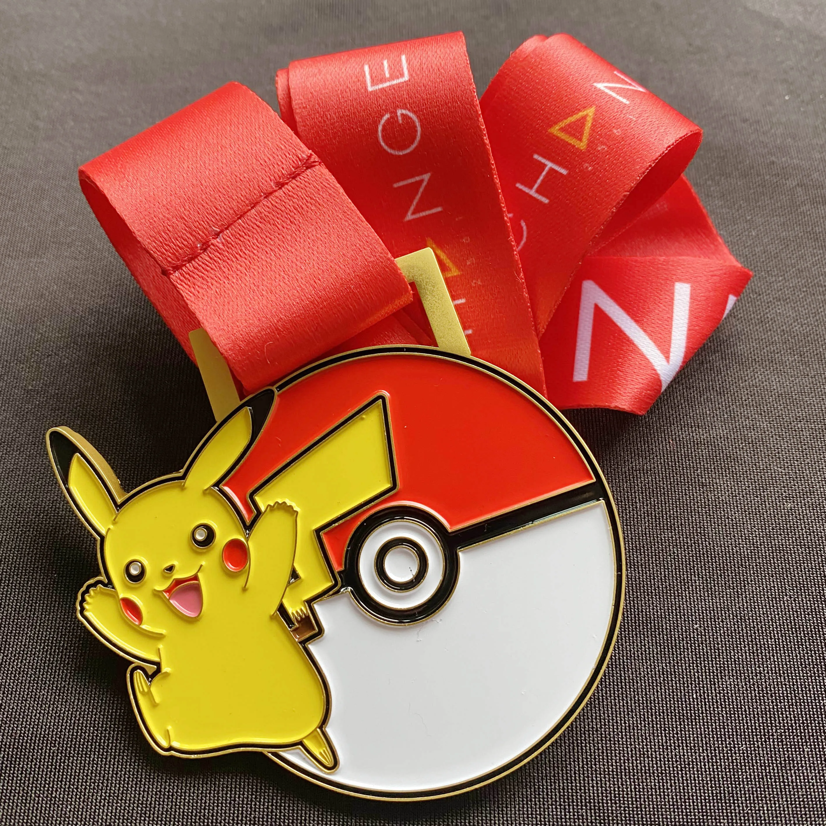 Custom Cartoon Pikachu Design Marathon Silver Gold Sports Medal Metal Custom Finisher Running Medals Sublimation Medals