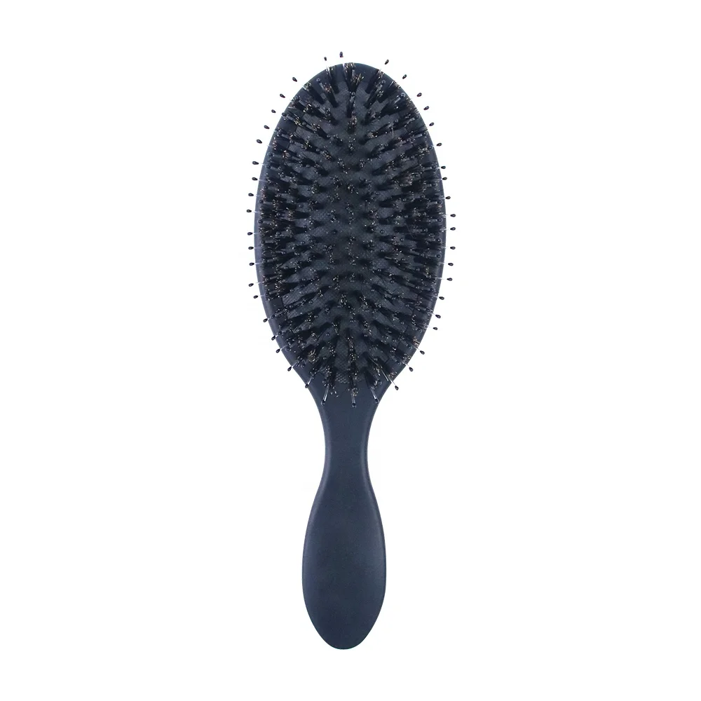 Custom Black Women Hair Care Brush Massager Soft Cushion Nylon Bristles Wet Salon Round Hair Brush