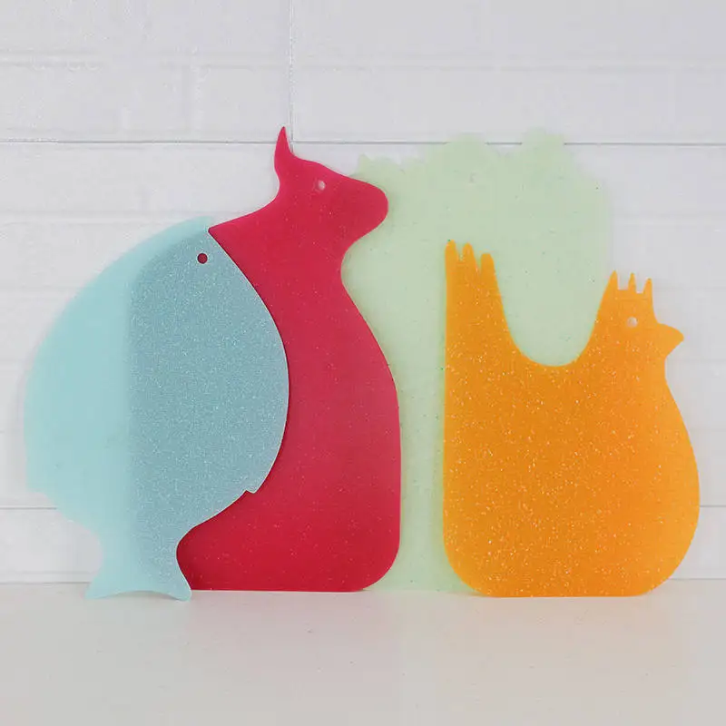Wholesale Flexible Non-Slip Marble Speckle Effect Animal Shape Plastic Chopping Cutting Board Set Of 4 For Kitchen Use