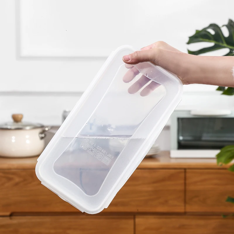 food grade material BPA free 1.6L rectanlge flat  PP airtight square shape storage box food container for kitchen