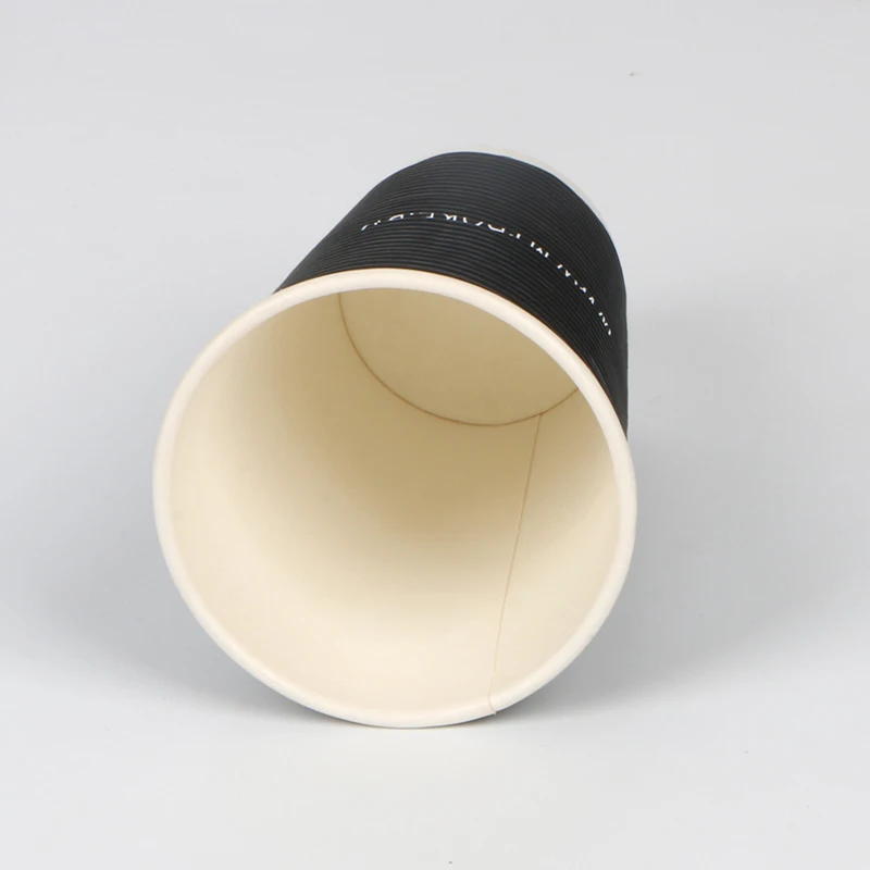 16oz black ripple wall paper cup with cover custom printed logo