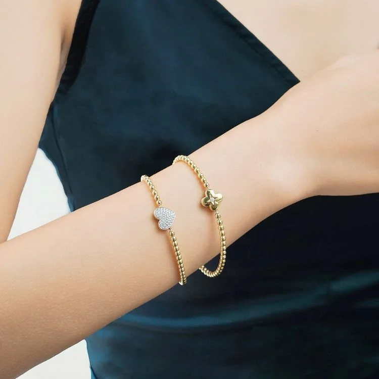 Gift I Love You Bracelet Women Heart Charm lab grown diamond heart shape 18k gold bracelet for daughter wife girlfriend