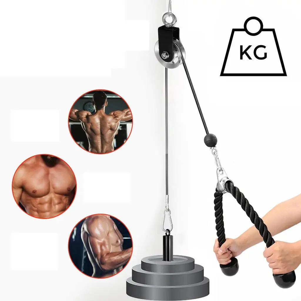 Home Gym Accessories Adjustable Length Fitness LAT Pulldown Pulley System DIY Pulley Cable Machine Attachment System