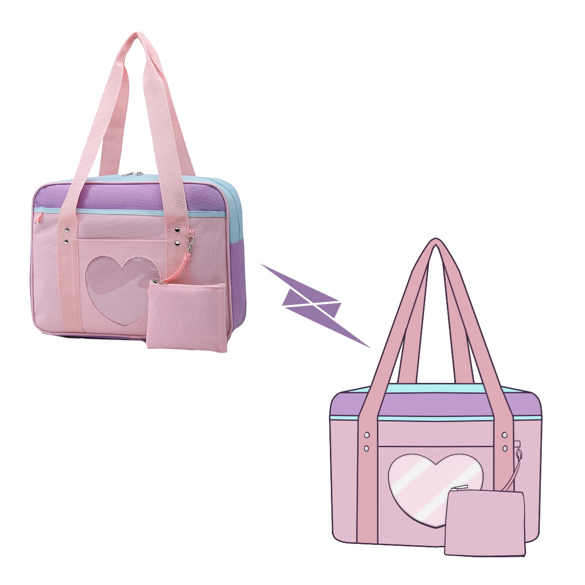 custom fashion Japanese style casual ITA backpack cute girls clear transparent PVC school bag for teenagers