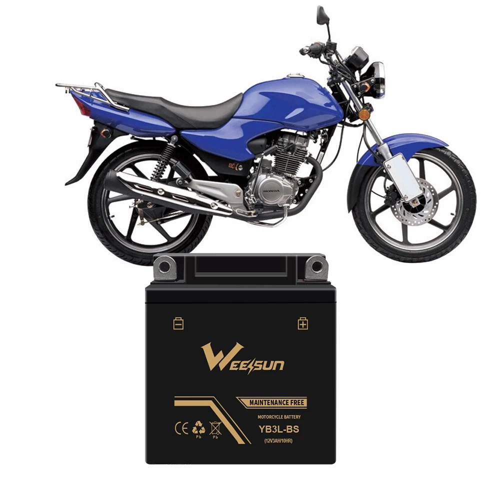 China factory sale 12v3ah YB3L-BS 12N3L-BS mf maintenance free lead acid motorcycle battery formini moto 12V2.5AH