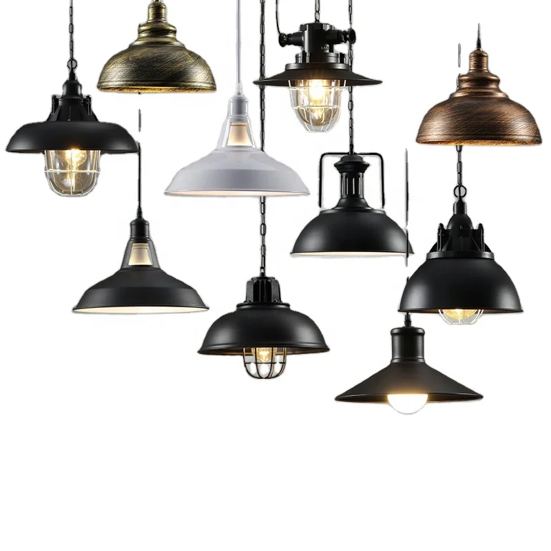 Retro industrial style restaurant coffee bar creative personality American nostalgic wrought iron pendant light