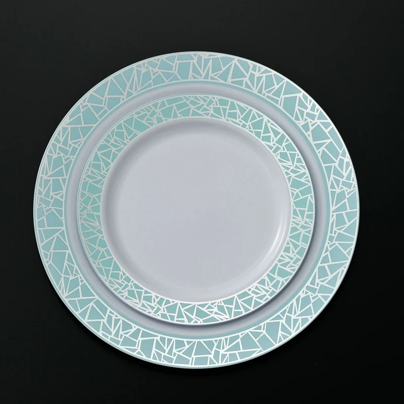 9 Inch Wedding Decoration Clear Dinner Plates Restaurant Dinnerware Black Rim Glass Charger Plates