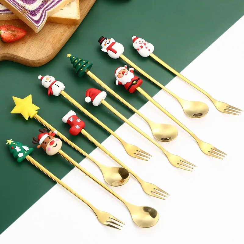 Creative Knife Fork Spoon Set Christmas Series Cutlery Set cutlery knife spoon and fork flatware set
