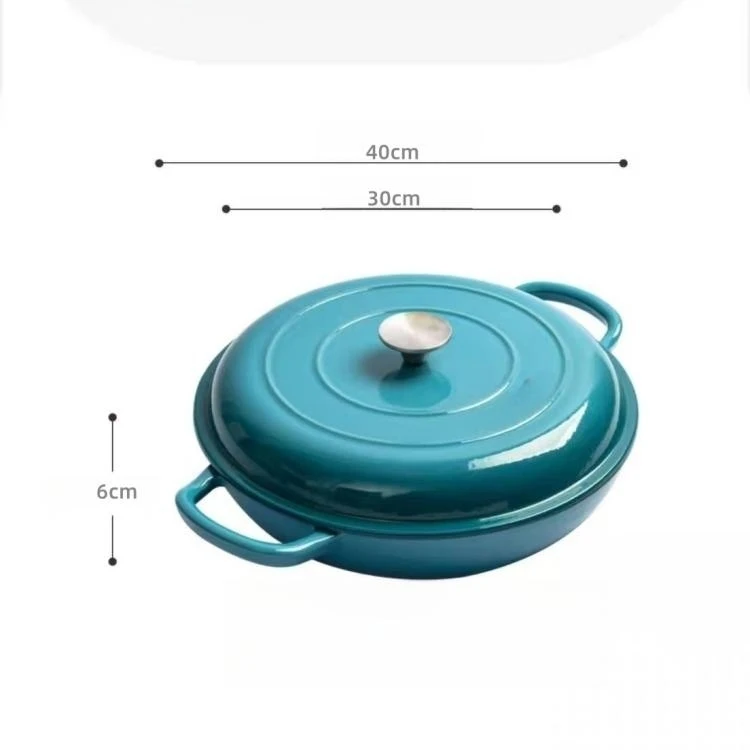 Household Items For Kitchen Cooking Enamel Dutch Oven Pot Baking Pan Dish Cookware Cast Iron Shallow Casserole Nonstick