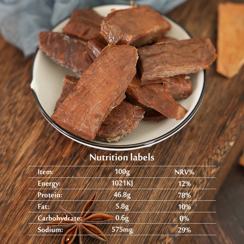 65g Wholesale Factory Instant Food Notch Package Natural Dried Beef Jerky Buffal Meat High Protein Leisure Snacks