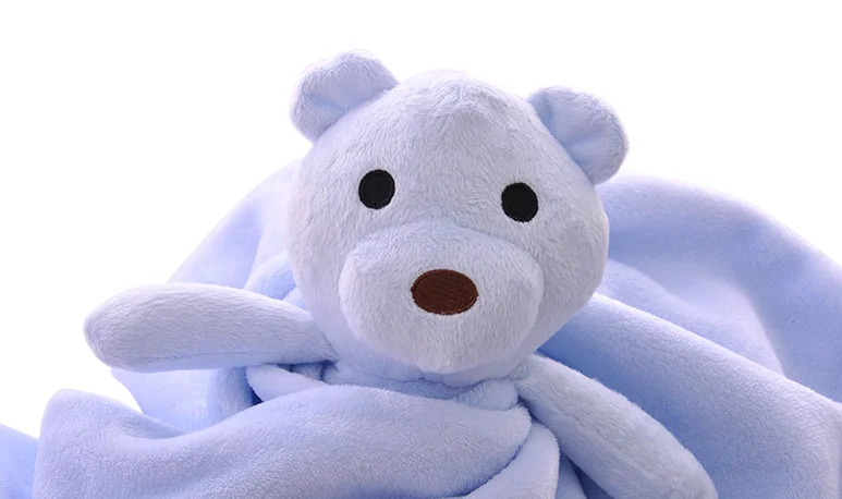 Wholesale cute cartoon bear comforter plush toy appease soothing towel flannel baby blanket