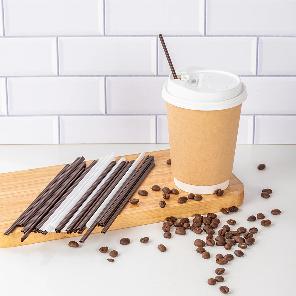 LOKYO Factory price wholesale disposable pp hot drinks sip sticks three holes plastic coffee stirring rod straw with wrapped