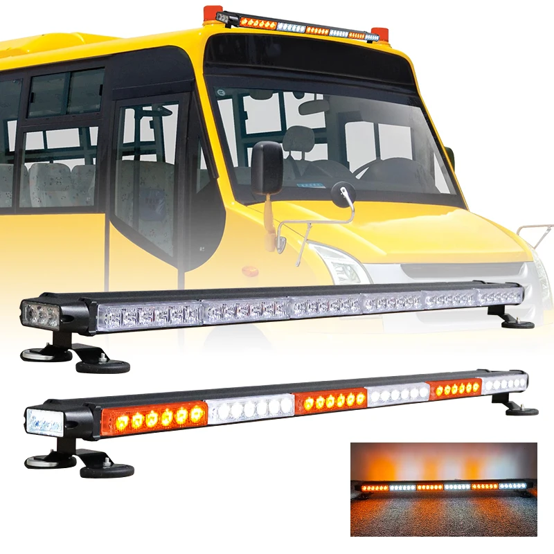 LED Car Truck Amber Emergency Lights Bar Beacon Led Strobe Warning Lamp Roof Top Plow Hazard Flash with Magnetic Base 12-24N