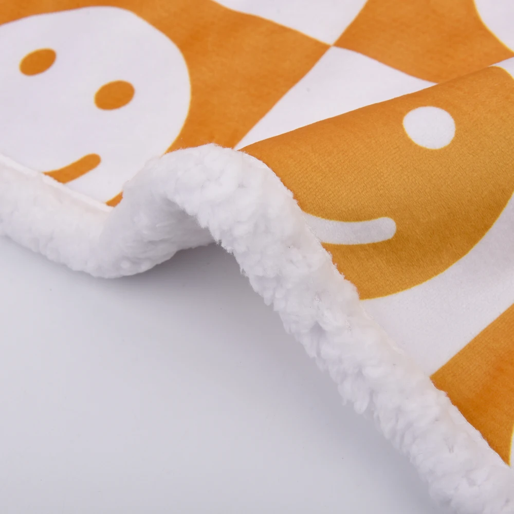 soft smiley face plush warm king size Custom print sherpa throw blanket reversible soft blank for winter for bed sofa home couch
