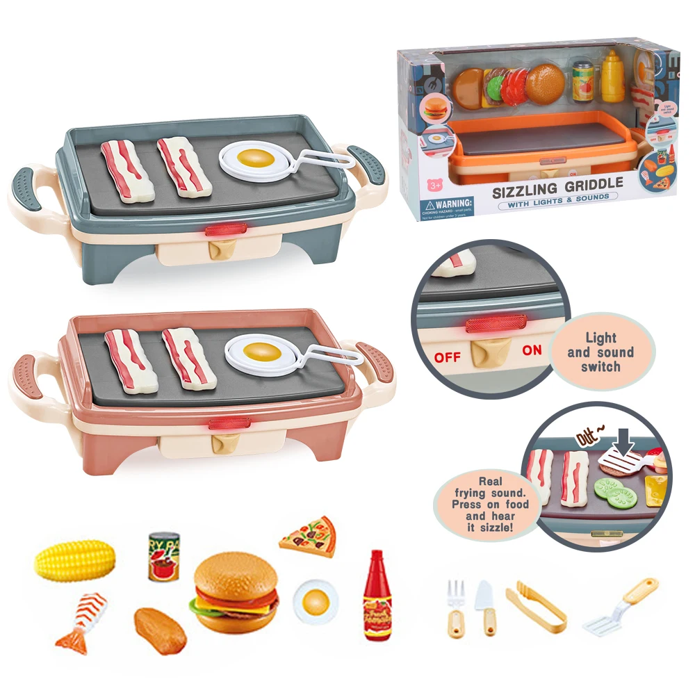 Funny Sizzling Griddle With Light And Sounds Pretend Play And Preschool Education toys bbq grill toy set For Kids