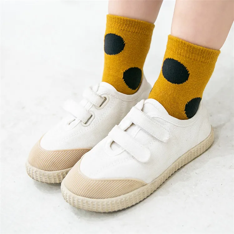 
Wholesale Warm Fleece Terry Kids Winter Socks Designer Polka Dots Children Socks 