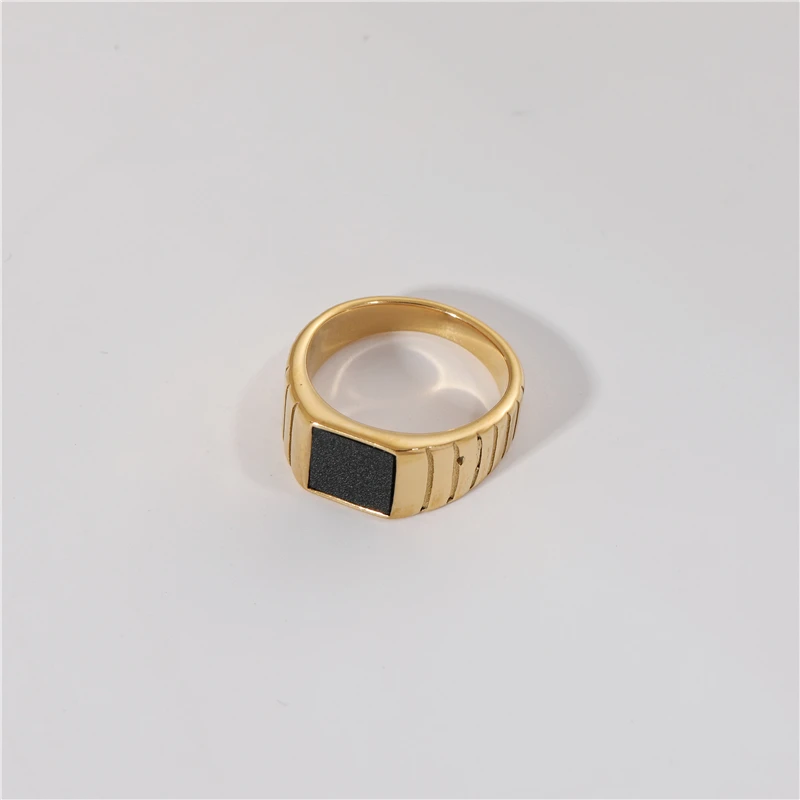 High End 18K позолоченные простые черные нержавеющая сталь кольца из нержавеющей стали унисекс Кольца Пара золотые украшения