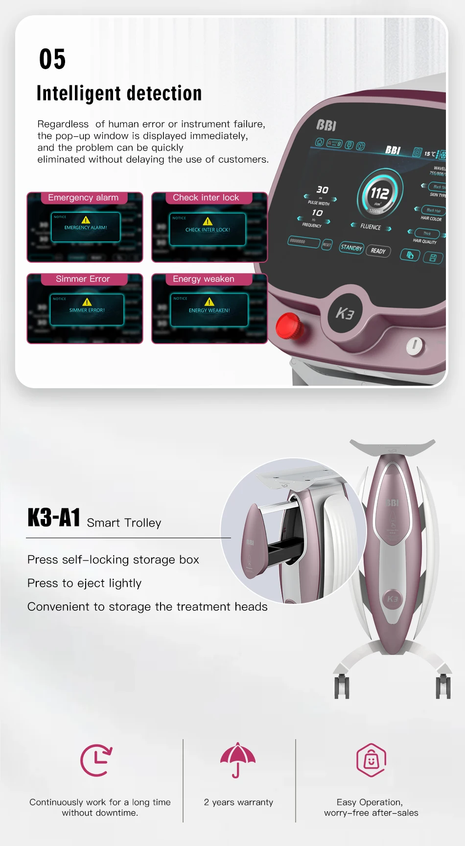 BBI 3 Wavelength 755nm 808nm 1064nm Diode Laser Hair Removal Machine System 2 Handles Alexandrite Laser