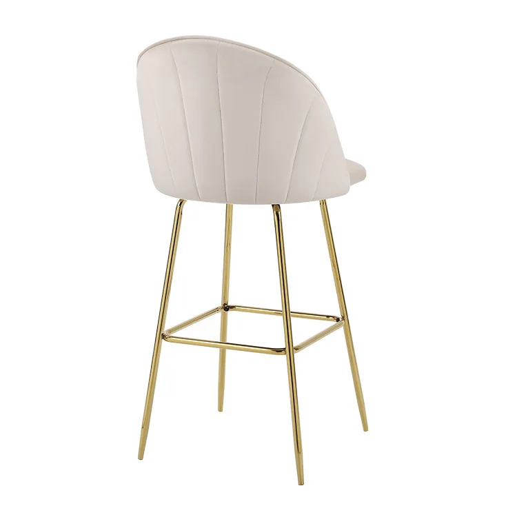 Modern Design European Style Fashion Comfortable Metal Legs Velvet Upholstered Bar Chair