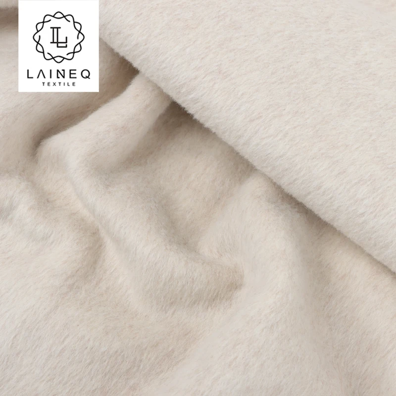 2023 Woolen Beauty: Double-faced silk alpaca rabbit hair high end mixed long wool fabric for winter coat