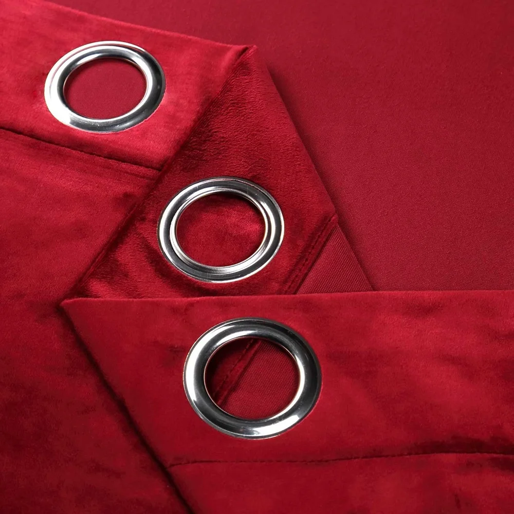 Factory price solid warm soft velvet luxury christmas eyelets curtain