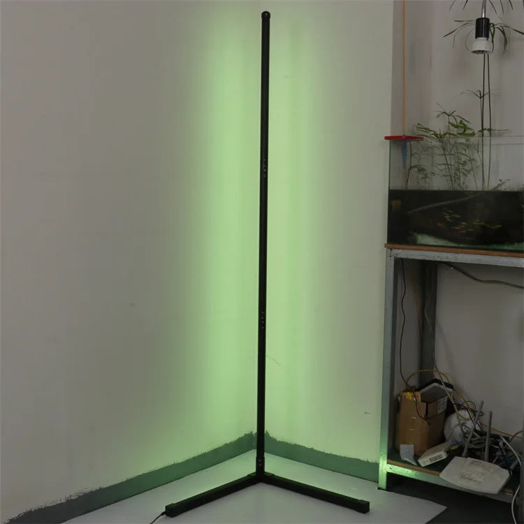 Wireless Remote Control Minimal Corner Floor Lamp Rgb Color Changing Dimmable Led Linear Modern Standing Light Floor Lamp
