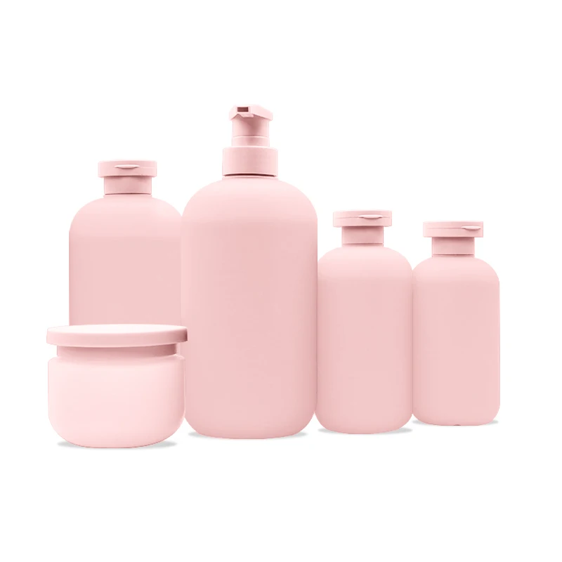 High Quality Hotel Frosted Matte Pink Squeeze Hair Shampoo Shower Gel Bottles Body Wash Bottle With Customized Logo