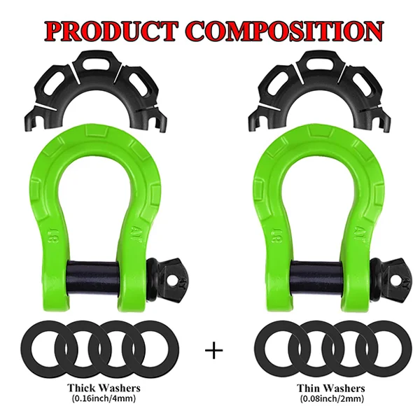Waterproof Off-Road 4.75T  Hot Dip Galvanized Surface Large Colorful Painted Steel Bow Tow Shackle